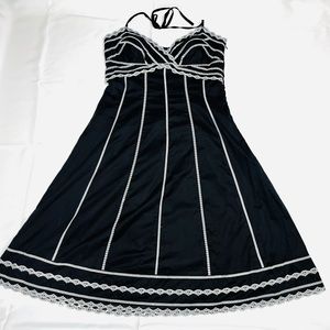 WHBM Black Linen Dress with Halter Top
